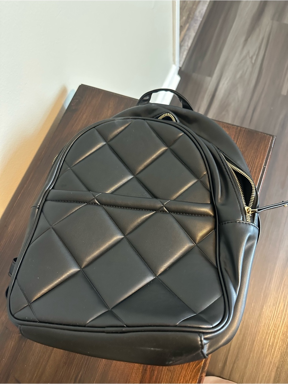 Primark black leather backpack